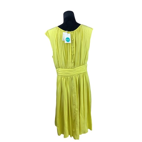 Boden Yellow Pleated Sheath Dress UK 16L US12L Knee Length NWT - Picture 4 of 12
